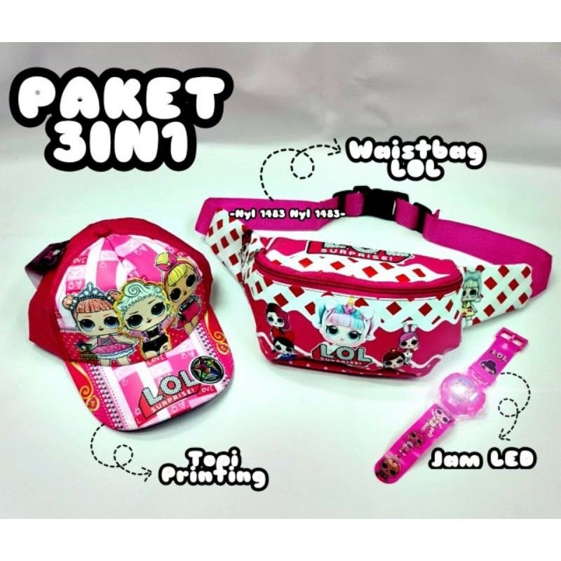 -BTS- Waistbag 3in1dan 2in1 tas SLempang anak perempuan gratis jam Laser