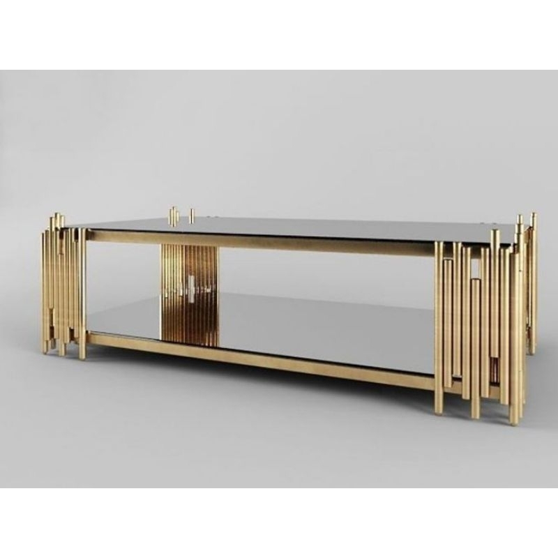 MEJA TAMU STAINLESS KACA RIBEN MINIMALIS, COFFE TABLE MINIMALIS STAINLESS TOP KACA