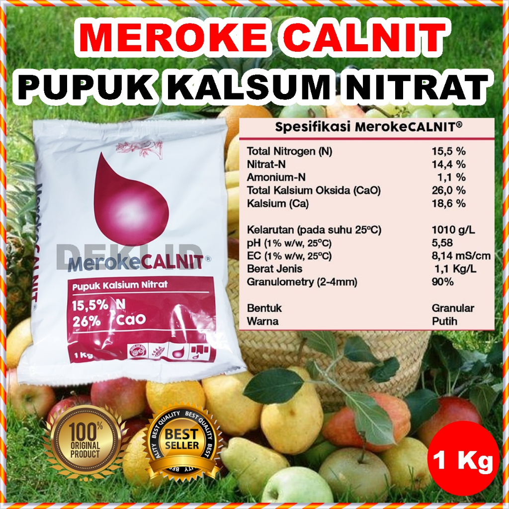 Calnit Meroke 1 Kg Pupuk Kalsium Nitrat Calcium Hidroponik Watersolube Grade Kemasan Pabrik Calcinit