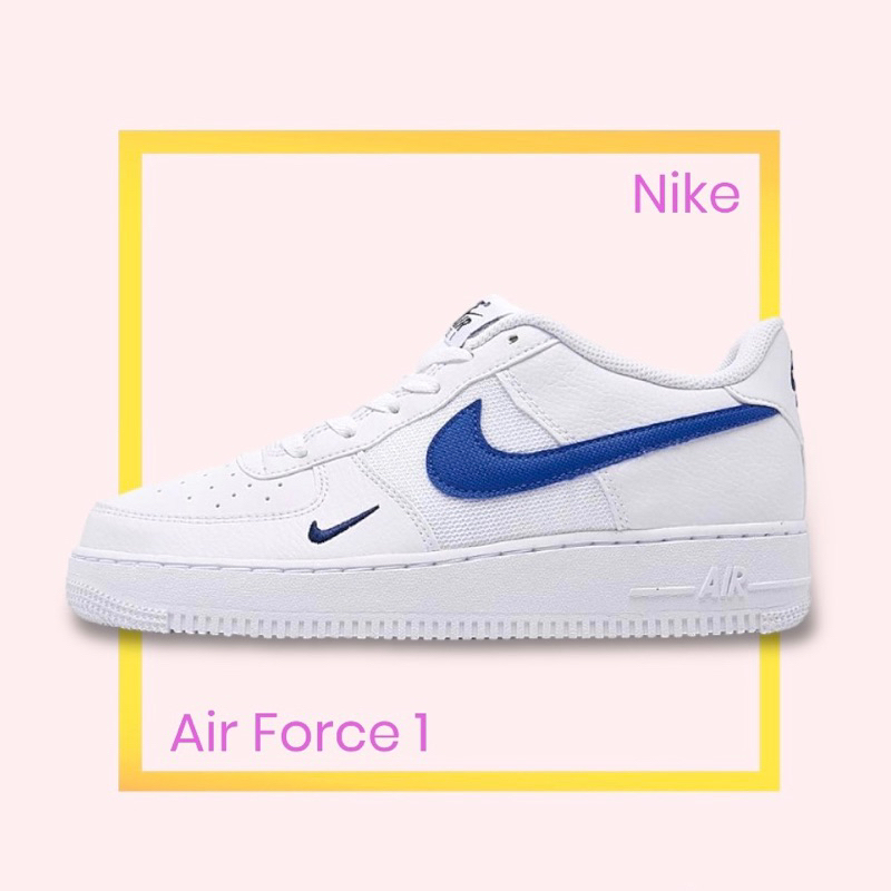 Sepatu Sneaker Nike Air Force 1 GS NN White Royal Blue Original 100%