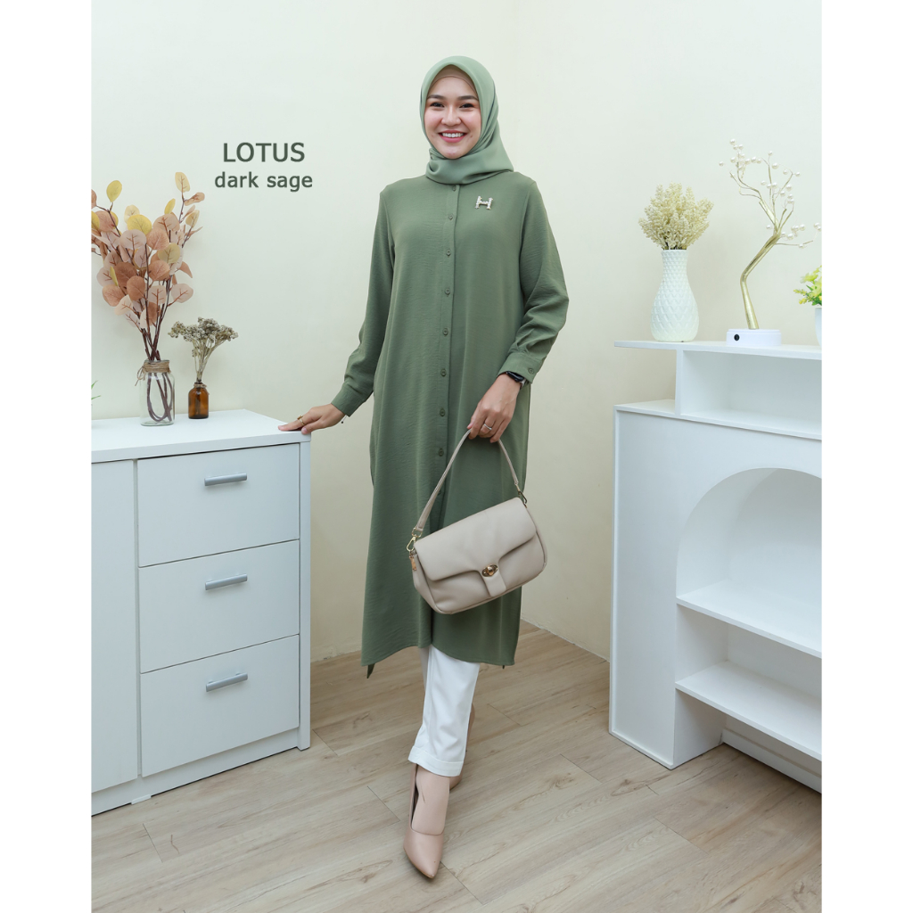 LOTUS Midi Dress- Pakaian Wanita Terbaru by Hijab Mamah icis