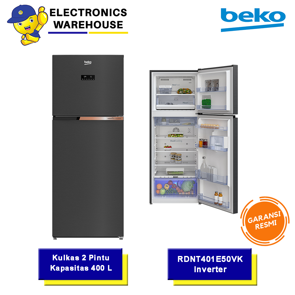 Kulkas Beko 2 Pintu RDNT401E50VK Refrigerator Inverter HarvestFresh