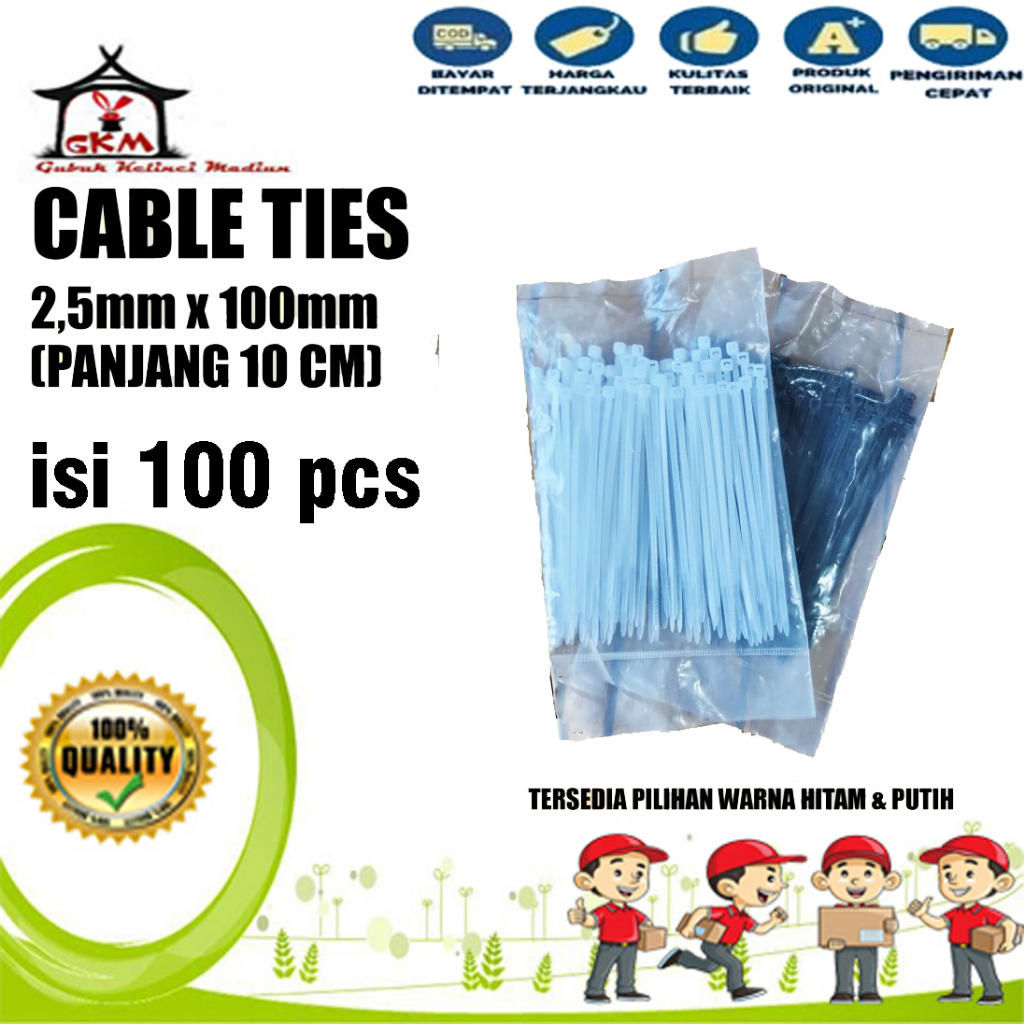 Cable Tie Ukuran 2,5 x 100 mm Isi 100 Pcs