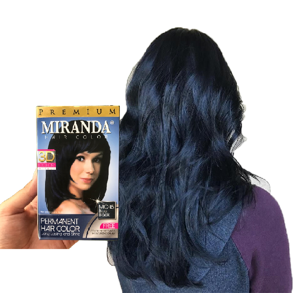 Semir Rambut Yang Bagus Permanen Warna Miranda Hair Color Premium MC-15 Blue Black Paket Miranda + S