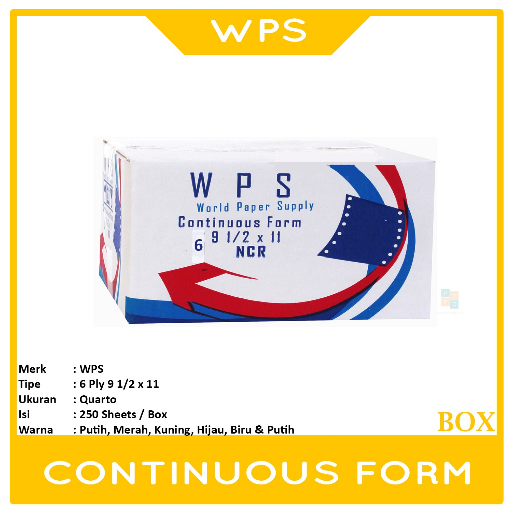 

WPS Continous Form 6 Ply 9 1/2 x 11 ( Quarto ) NCR - Box