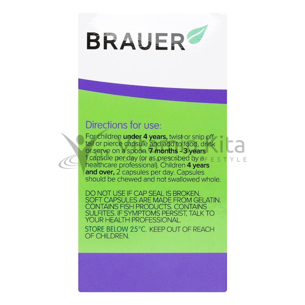 Brauer Baby And Kids Ultra Pure DHA - 60 Softcaps | mendukung perkembangan otak dan kesehatan mata