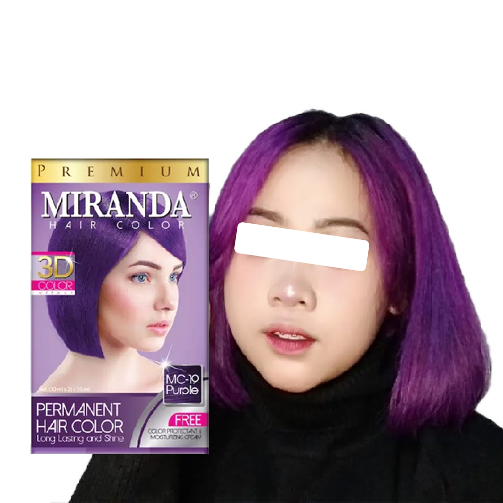 Semir Rambut Yang Bagus Permanen Warna Miranda Hair Color Premium MC-19 Purple Paket Miranda + Set M