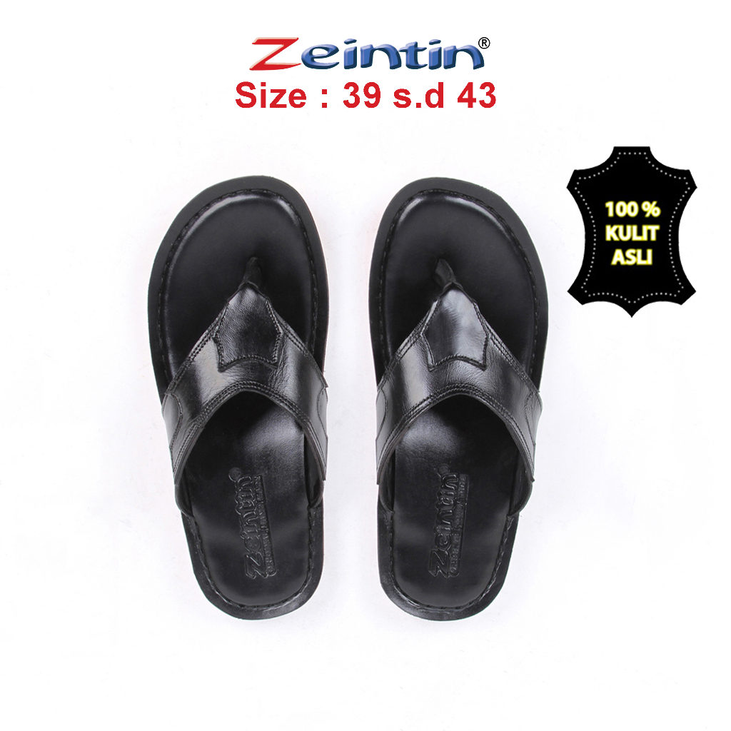 Zeinti - Sandal Pria Dewasa Sandal Jepit Pria Original Bahan Kulit Asli Zeintin KK