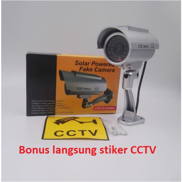 CCTV dummy + Kabel camera kamera palsu replika Fake outdoor solar power cell panel tenaga surya matahari baterai kuat bertahun tidak perlu sering ganti baterai harga sudah termasuk baterai 2 pcs AAA