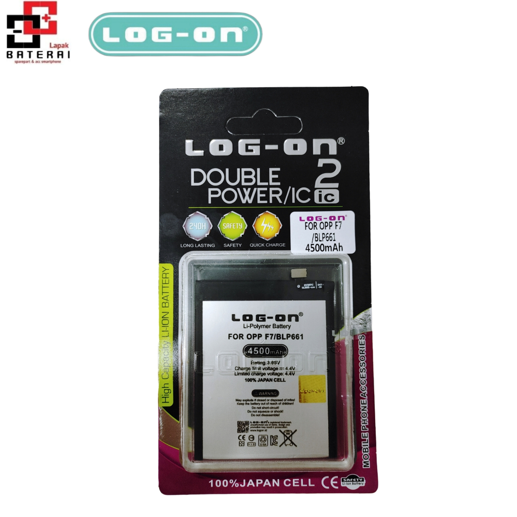 LOG - ON Baterai Oppo F7 / A3 BLP661 Double IC Protection Battery Batre