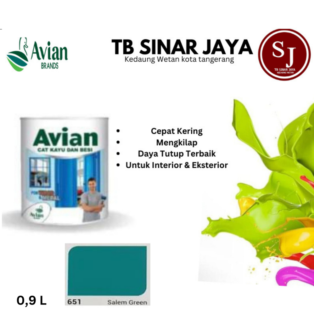 Cat Kayu dan Besi AVIAN 1KG / Cat Minyak Sintetis - 651 Salem Green