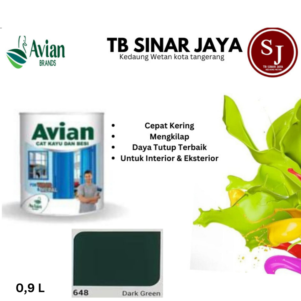 Cat Kayu Dan Besi Avian 1kg / Cat Minyak Sintetis - 648 Drak Green