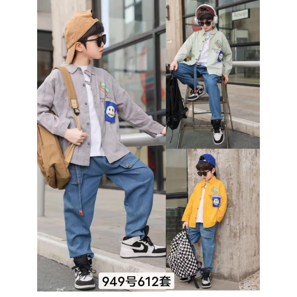 WAWAY BOY SET ANAK IMPORT BAJU ANAK LAKI LAKI CASUAL SETELAN KEKINIAN KOREAN STYLE SET FORMAL ANAK U