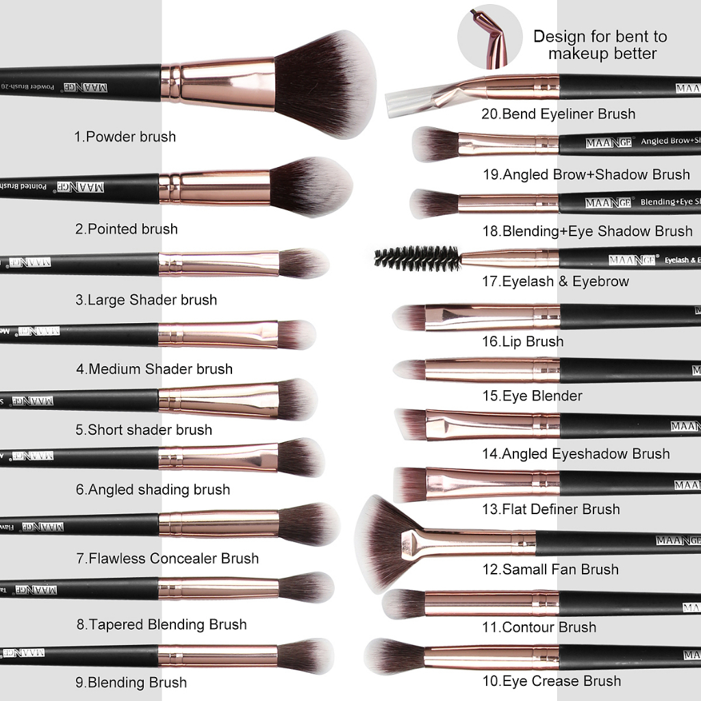 MAANGE Makeup Brushes 20Pcs Makeup Brush Set Premium Sintetis Foundation Bedak Blush Concealer Kuas Make Up Set 5748