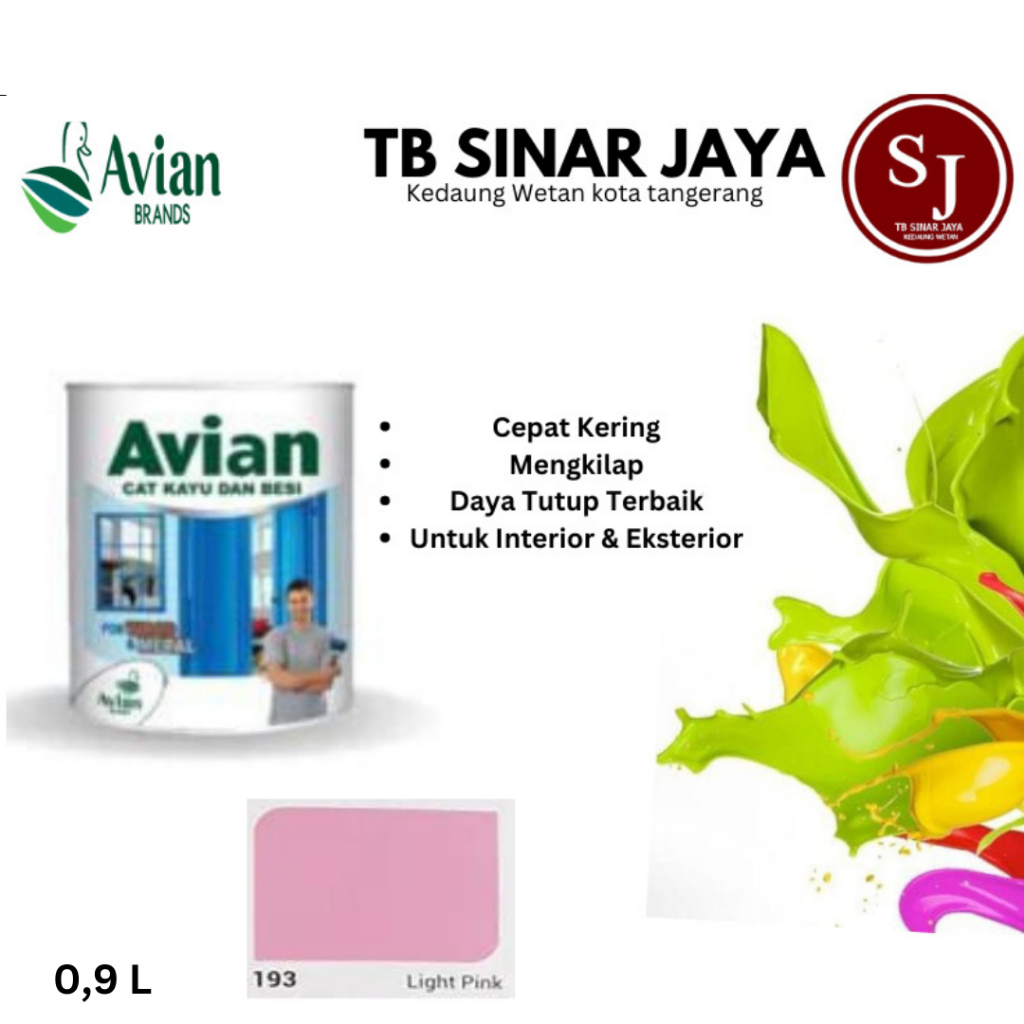 Cat Kayu dan Besi Avian 1kg / Cat Minyak Sintetis - 193 Light Pink