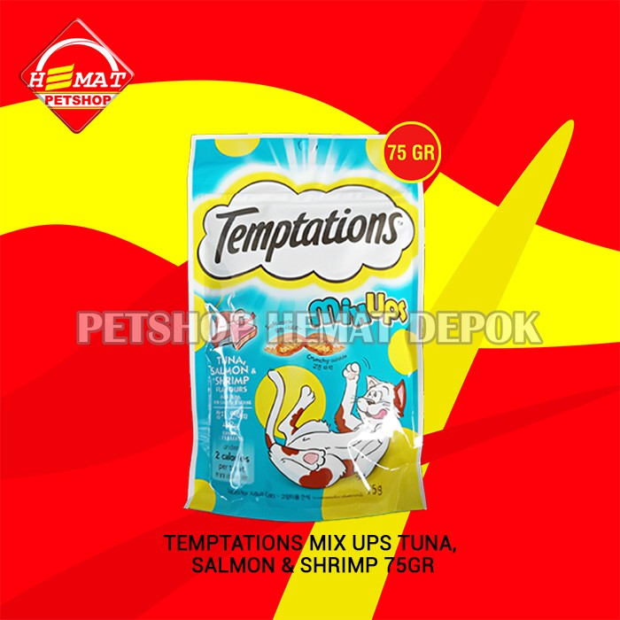 Snack Cemilan Kucing Cat Treat Temptations Mix Up 75 Gram