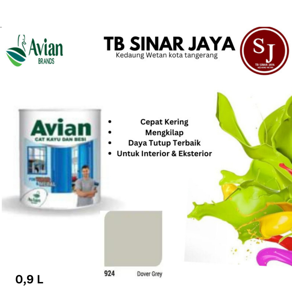 Cat Kayu Dan Besi AVIAN 1KG / Cat Minyak Sintetis - 924 Dover Grey