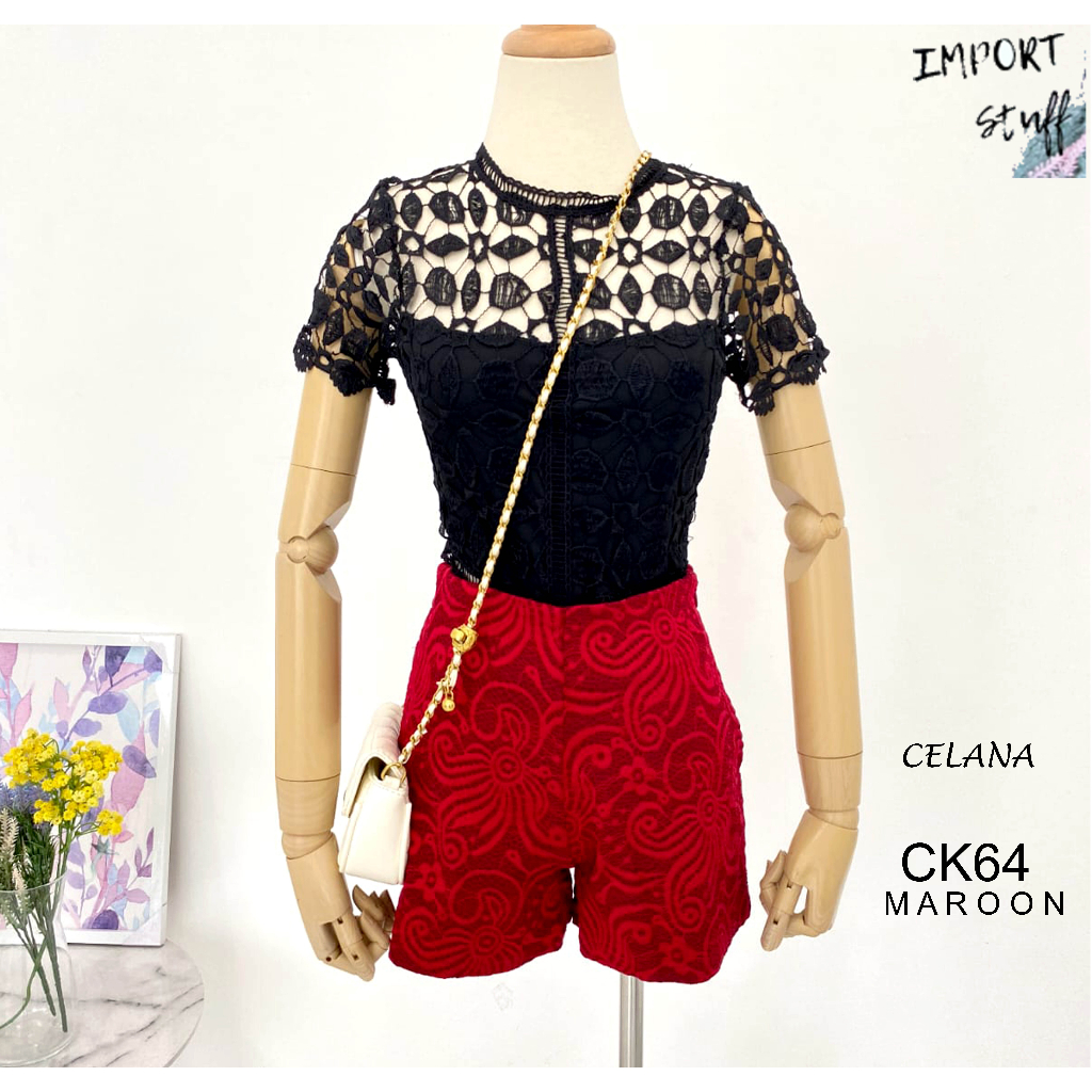 CK64 - CELANA PENDEK SHORT LACE WANITA CELANA IMPORT MURAH