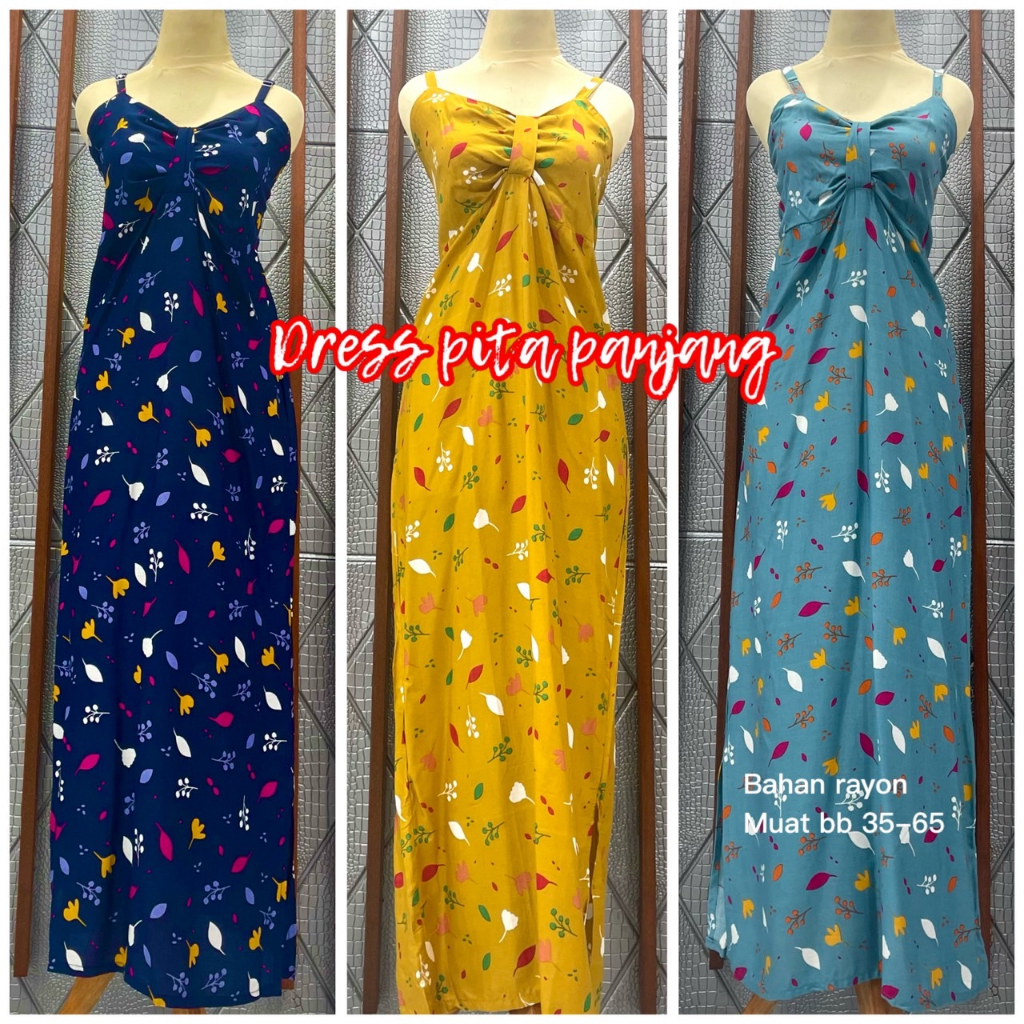 Dress Panjang Bali Pita Motif Bunga Tulip