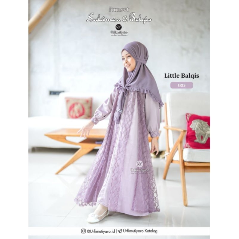 BAJU GAMIS ANAK MUSLIM PEREMPUAN URFIMUTIYARO LITTLE BALQIS IRIS