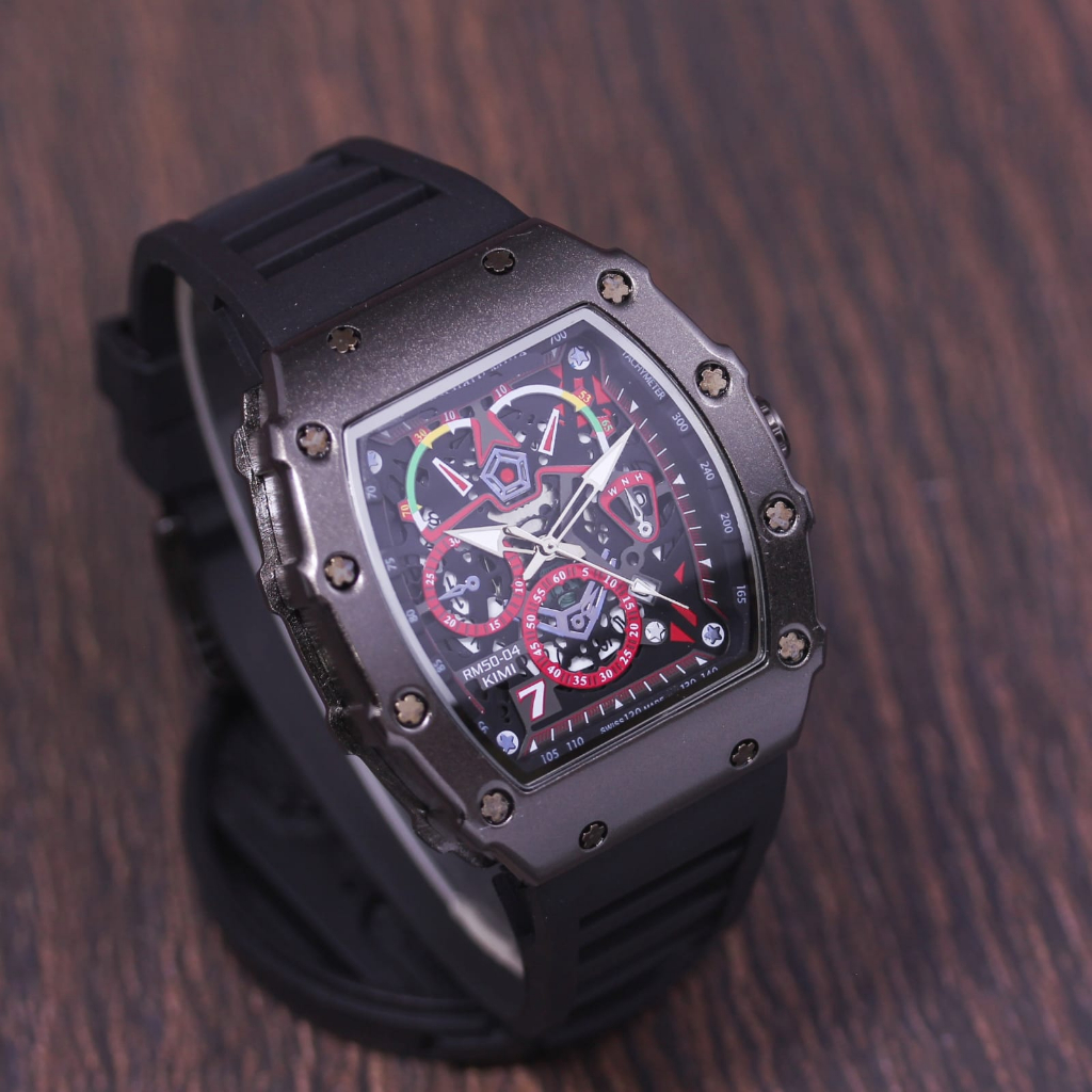 JAM TANGAN RM PRIA W90 TALI RUBBER CHRONO OFF TANGGAL ON DM 4.5CM FREE BOX &amp; BATERAI || JAM TANGAN FASHION RM PRIA ANALOG