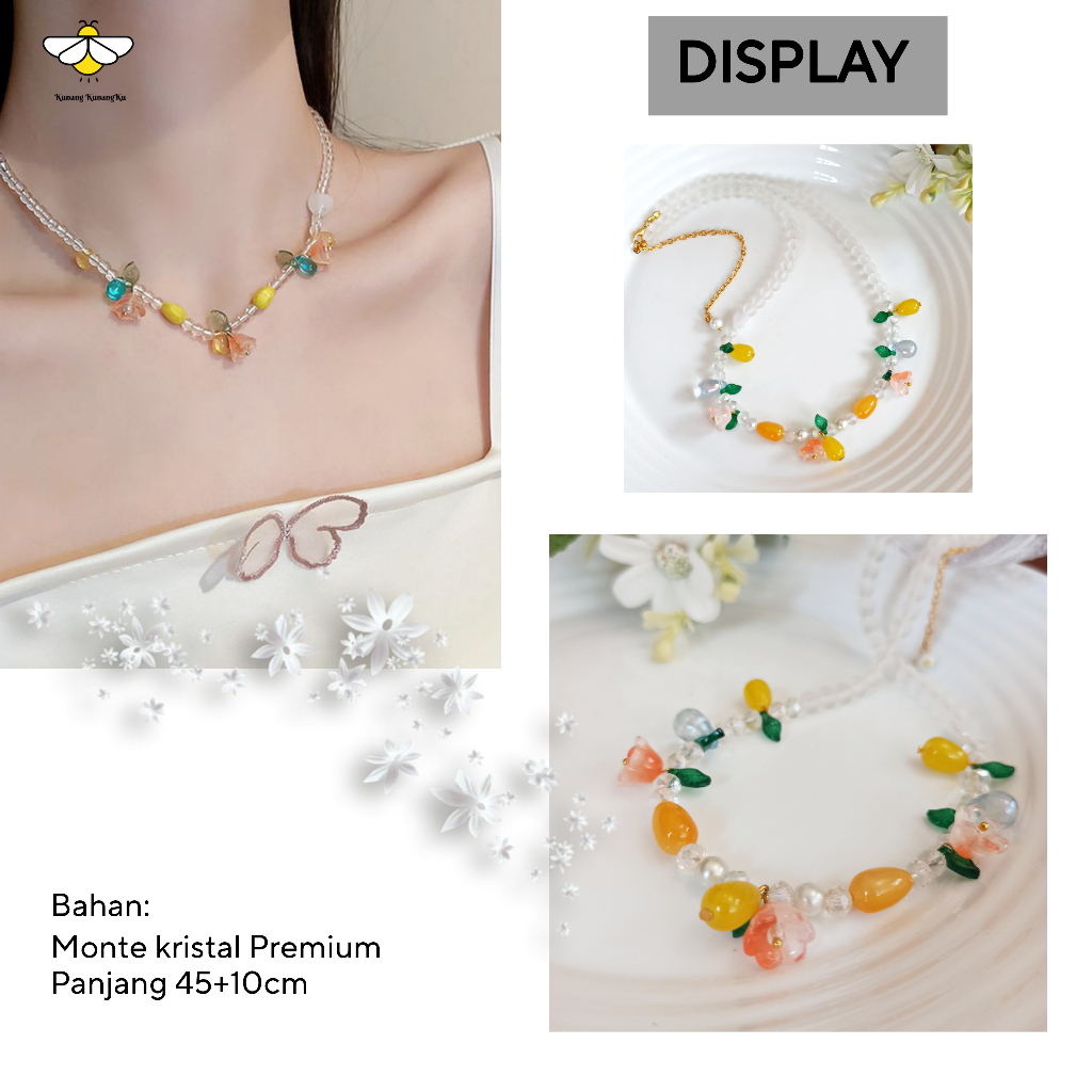 Kalung Rantai Hijab Liontin Bunga tulip Perhiasan Fashion Korea Kalung Monte Manik Mutiara Terbaru 2023