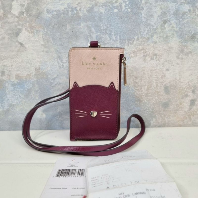 (PRELOVED) Lanyard | Kate Spade | Maroon & Pink