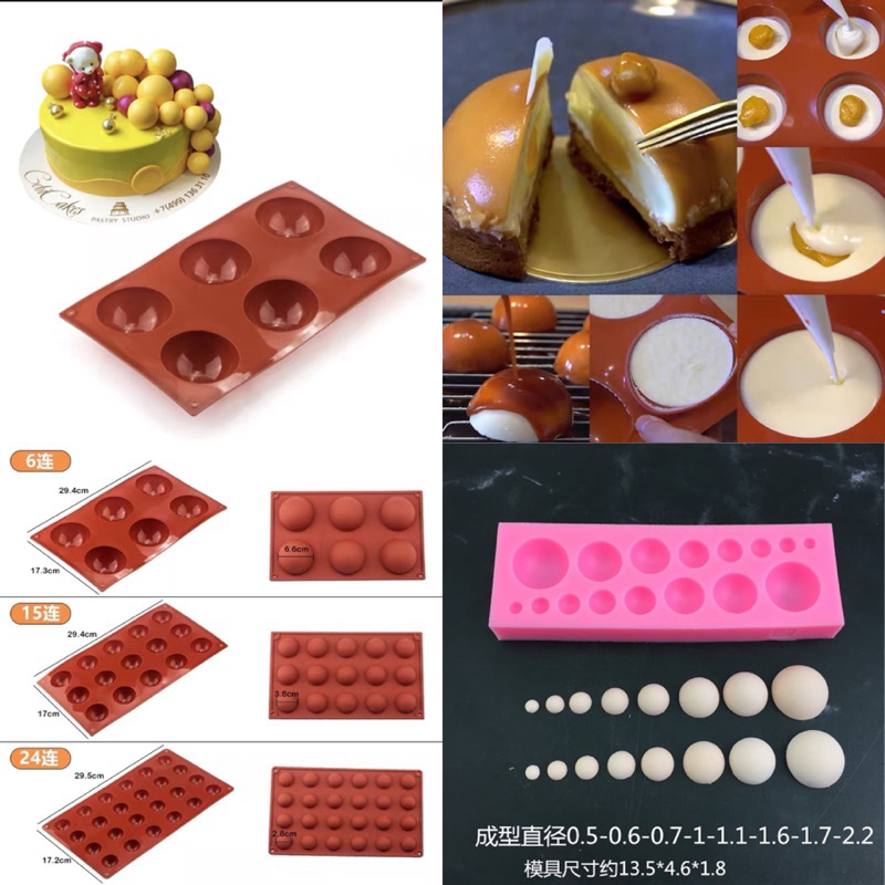 cetakan silikon bulat cetakan coklat setengah lingkaran