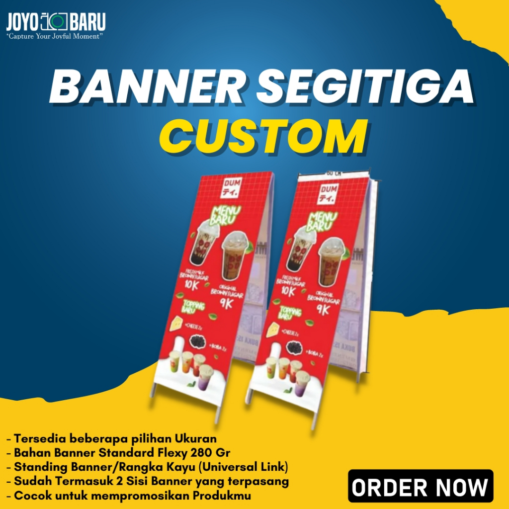 STANDING BANNER /RANGKA BANNER KAYU  SEGITIGA CUSTOM UKURAN