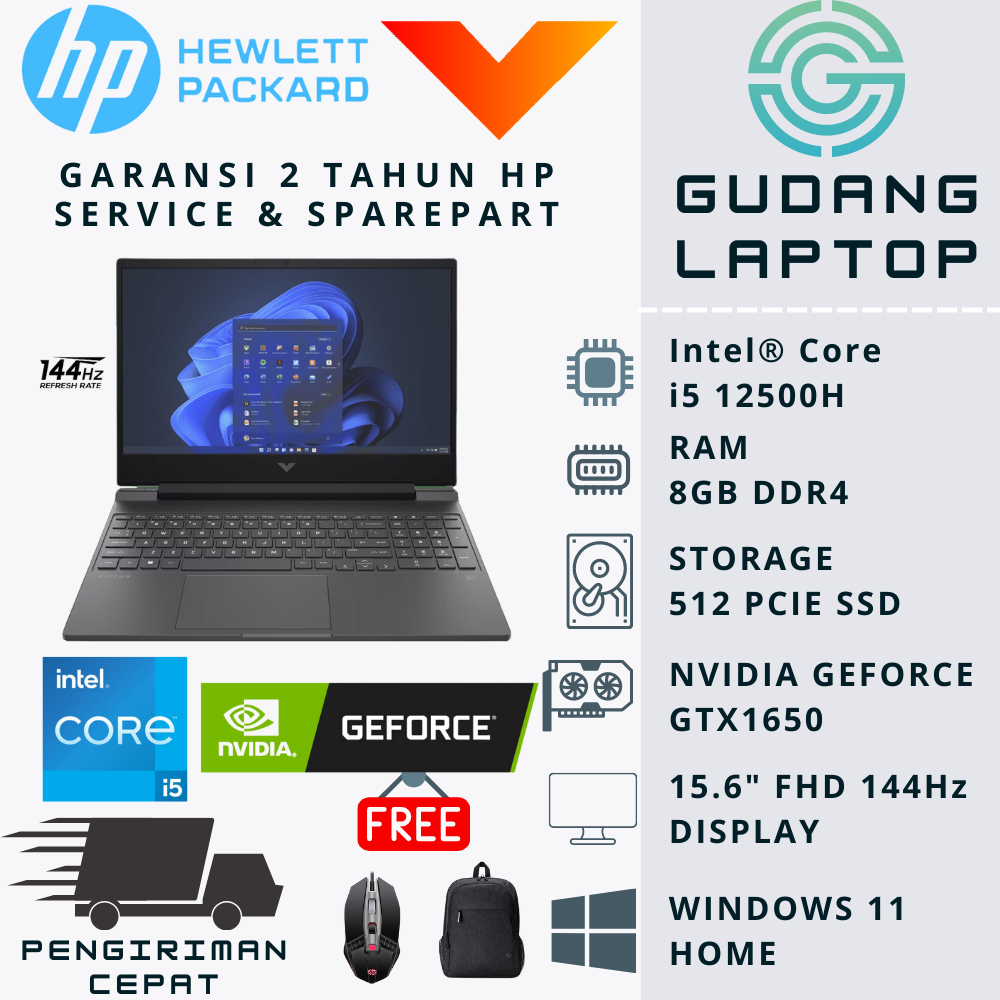 LAPTOP HP GAMING VICTUS GEN 12 INTEL i5 12500H 8GB 512GB SSD WIN11 ORIGINAL