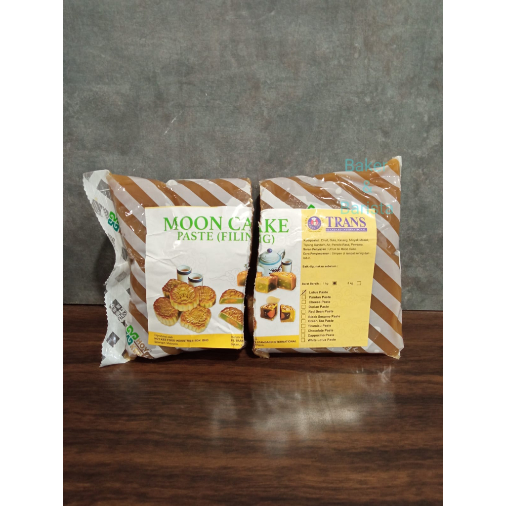 

Trans Isian Mooncake / Mooncake Filling Merk Trans Lotus/Durian/White Lotus/BlackSesame/Chocolate/Cheese/Pandan/Greentea Paste Repack 500gr