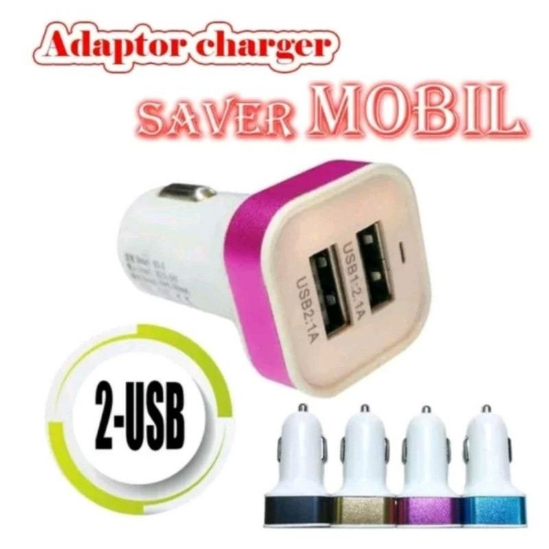 Car Charger Mobil Dual USB Free Cable Micro Usb/ Type C 1Meter