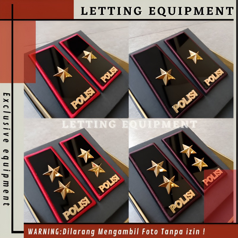 Pangkat pdh Irjen pol Brigjen mika kilap lis biasa lis merah bordir Perwira tinggi polisi Perlengkap