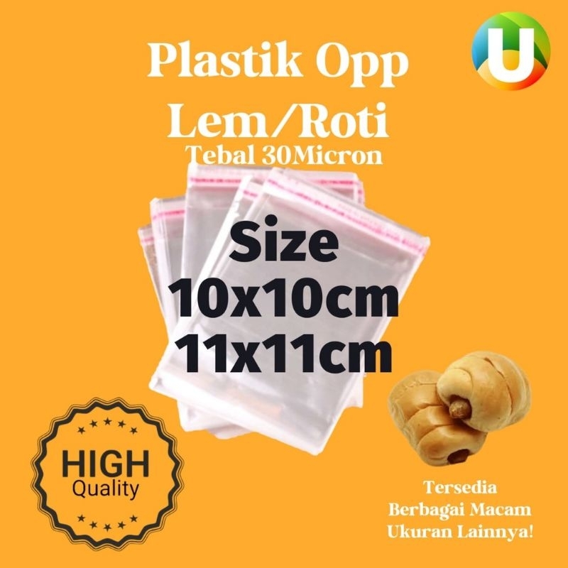 

plastik opp uk 10x10cm/11x11cm ,plastik lem kemasan roti dll