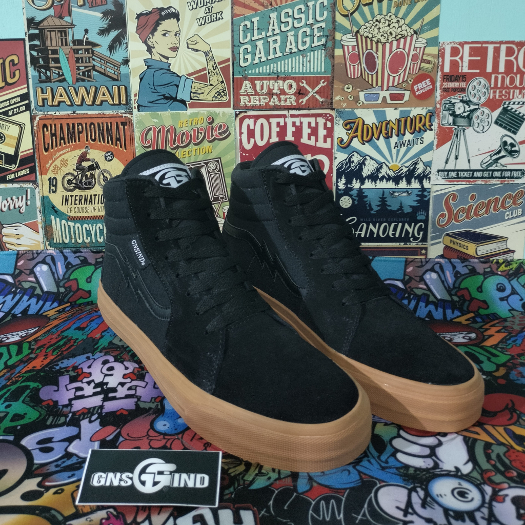 GNS IND SEPATU PRIA GI5 Hi GUM HITAM COKLAT X Magical Mosh Misfits Black White BNIB SEPATU SEKOLAH S