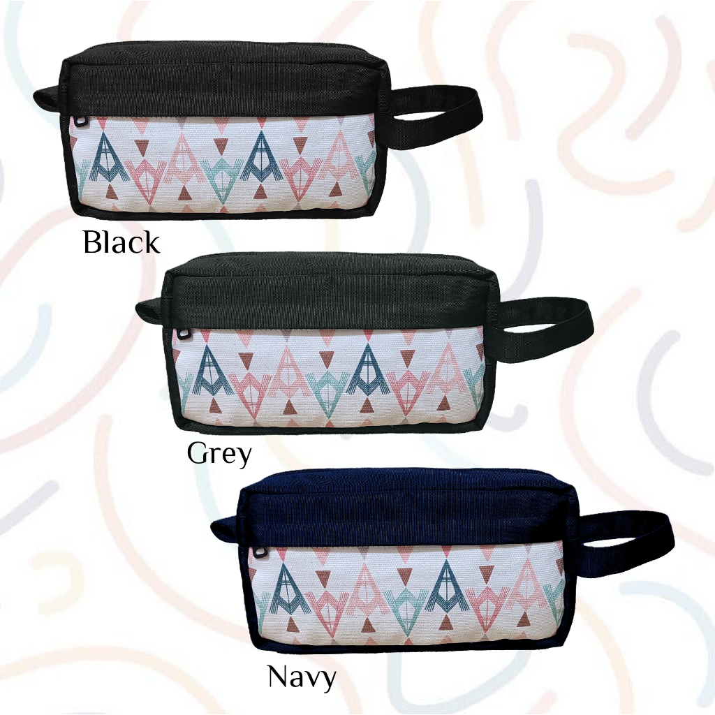 Pouch Kekinian Motif Kanvas Penutup Resleting