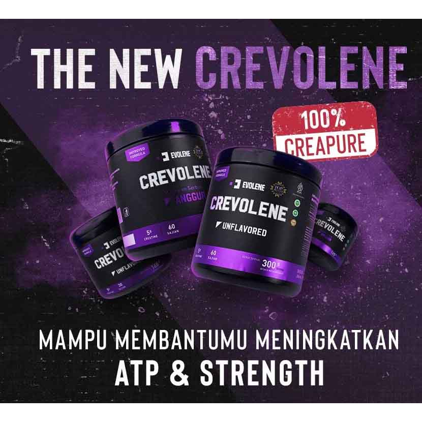 Evolene Crevolene Creatine Monohydrate 165 &amp; 330 gram (30 &amp; 60 serving) BPOM