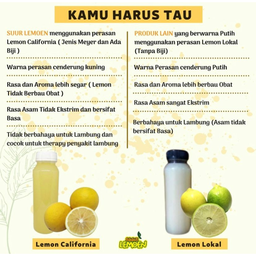 Suur Lemon / Sari Lemon Murni Untuk Diet &amp; Detoks/ Sari Lemon 100 % Fresh  250 Ml