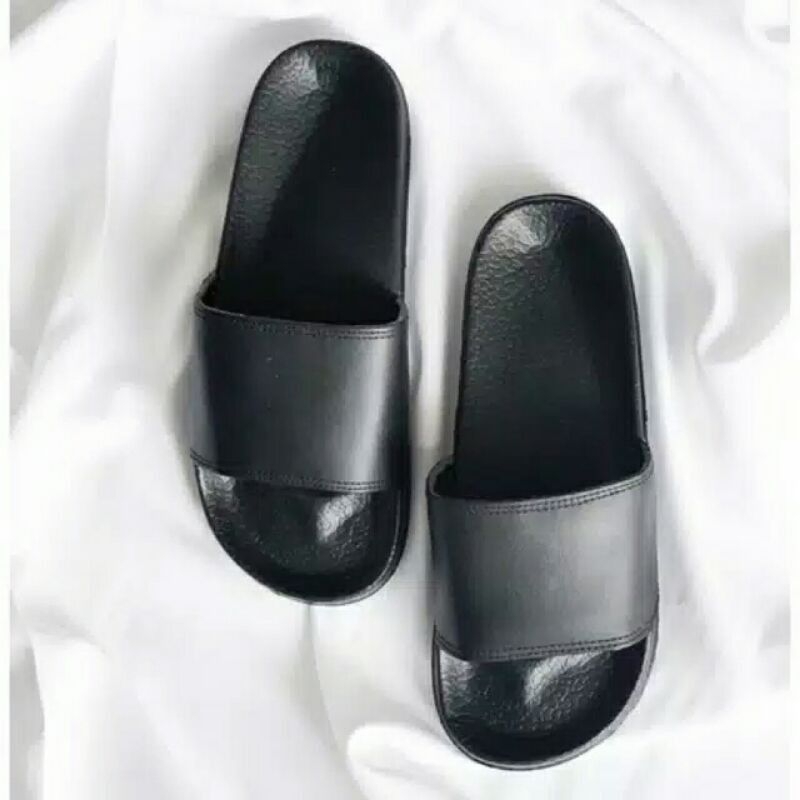 Sandal Slop Polos Pria wanita/Sandal Slide Polos Pria Wanita/Sandal Pria Wanita Polos Hitam/Sandal S