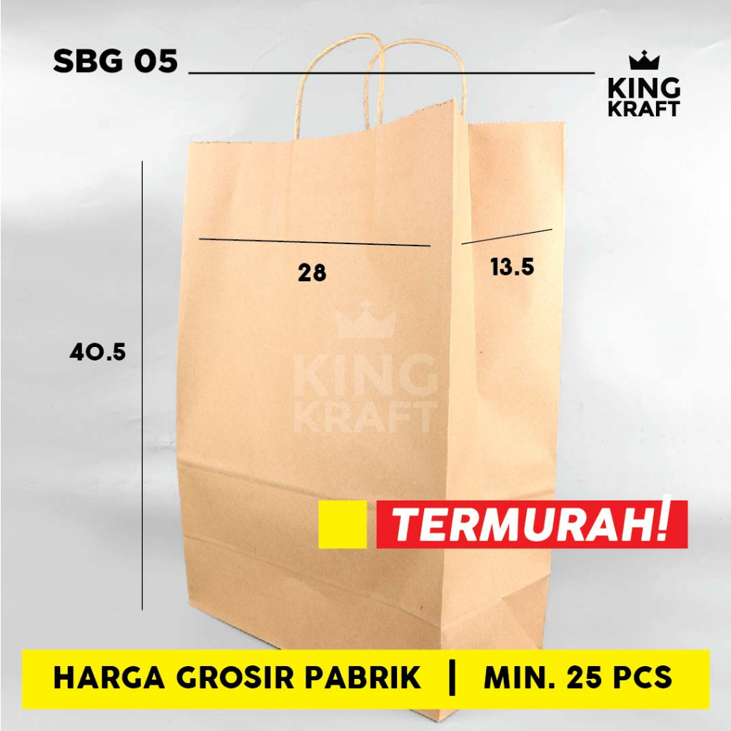 Paper bag shopping bag tas kertas polos coklat kraft goodie bag 120gsm