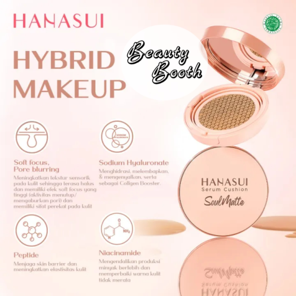 HANASUI Serum Cushion Soulmatte Full Coverage | Light | Natural | Medium | Pinkish