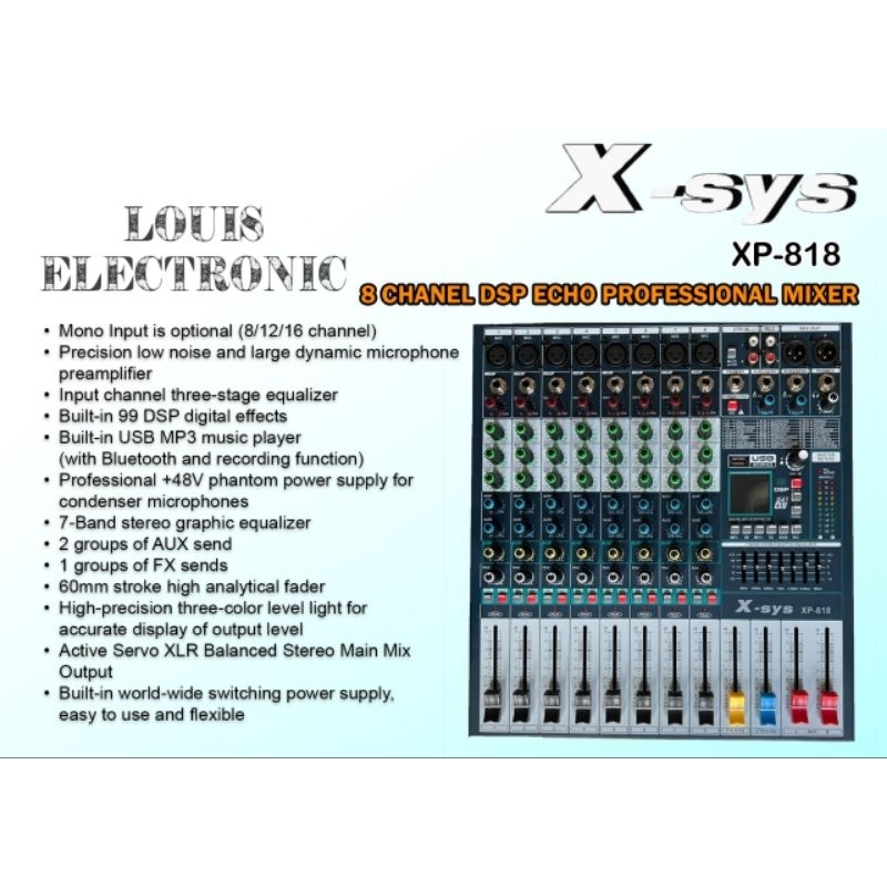 Mixer Audio X-sys XP-818 XSYS XP 818 X Sys XP818 8 Channel ORIGINAL
