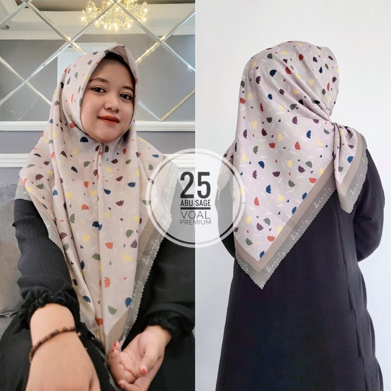 KATALOG 2 - VOAL PREMIUM Jilbab Segiempat Motif Terbaru Denay Deenay