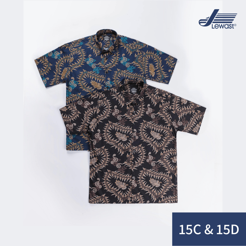 LEWAST Batik Modern Pria Kemeja Lengan Panjang & Pendek 15C 15D