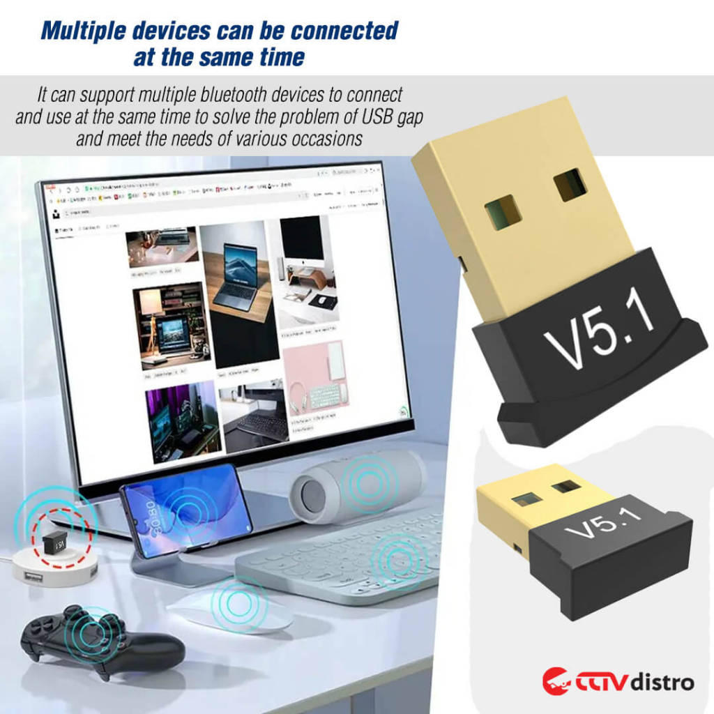 USB Bluetooth 5.1 Dongle Wireless Adapter Receiver Laptop PC Komputer Blutut USB