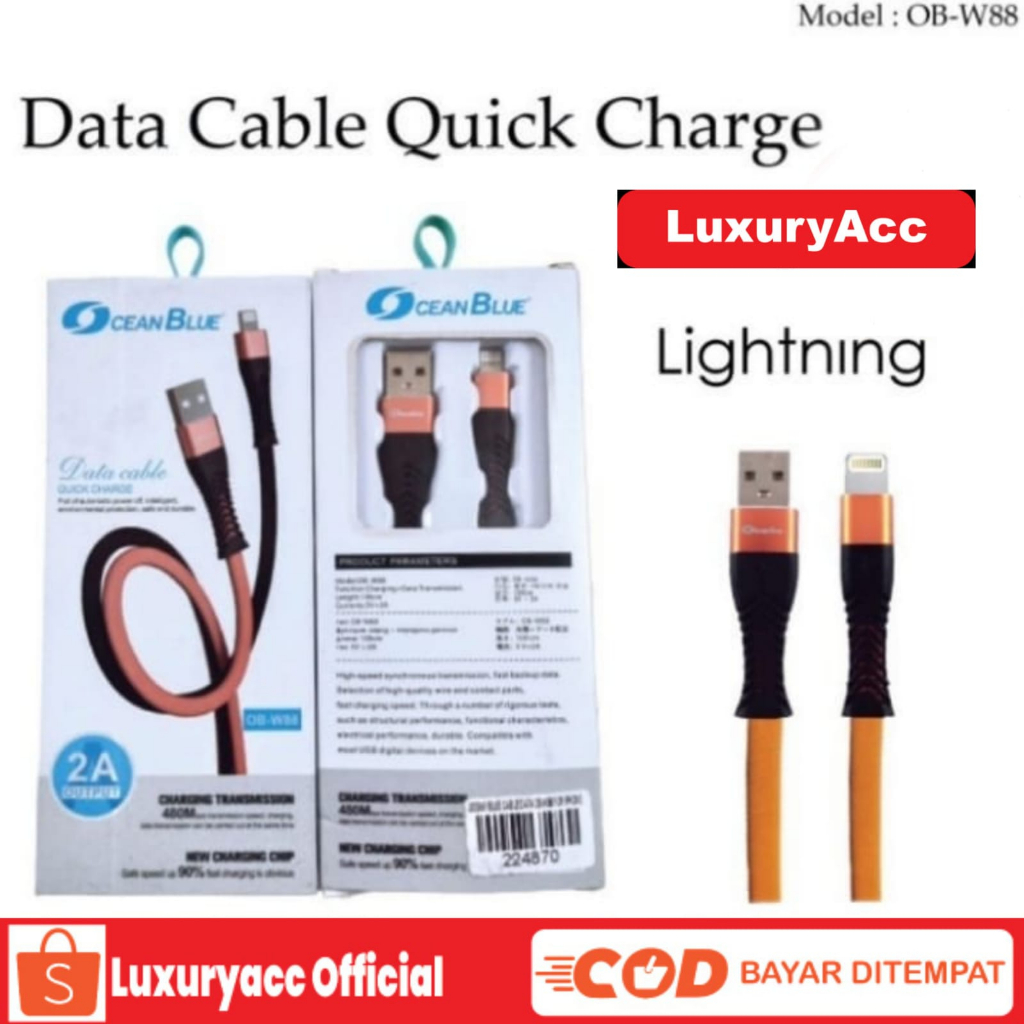 Kabel Data USB Type C Lightning Ocean Blue OB-W88 Charger Hp Grosir Murah Aksesoris Hp Handphone Lux