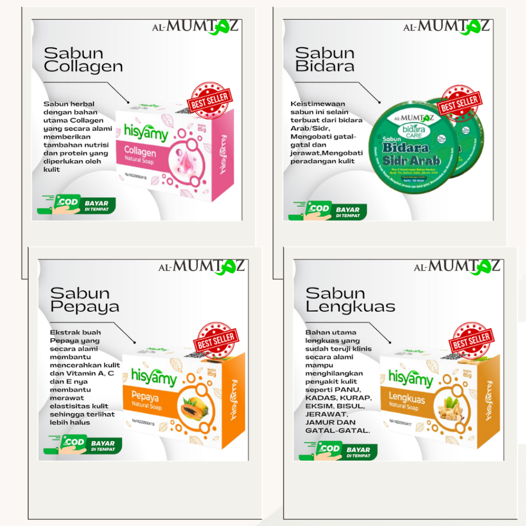 [COD] Sabun Collagen BPOM Hisyamy Original Pemutih Badan Colagen Kolagen Whitening 85 Gram Brighteni