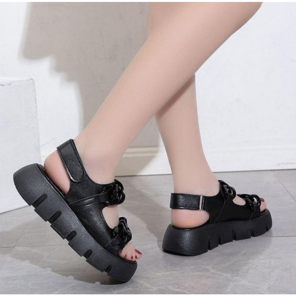 12290 Sandal Wedges Wanita Fashion Import Sendal Tali LEVIA Bisa COD (With Box)