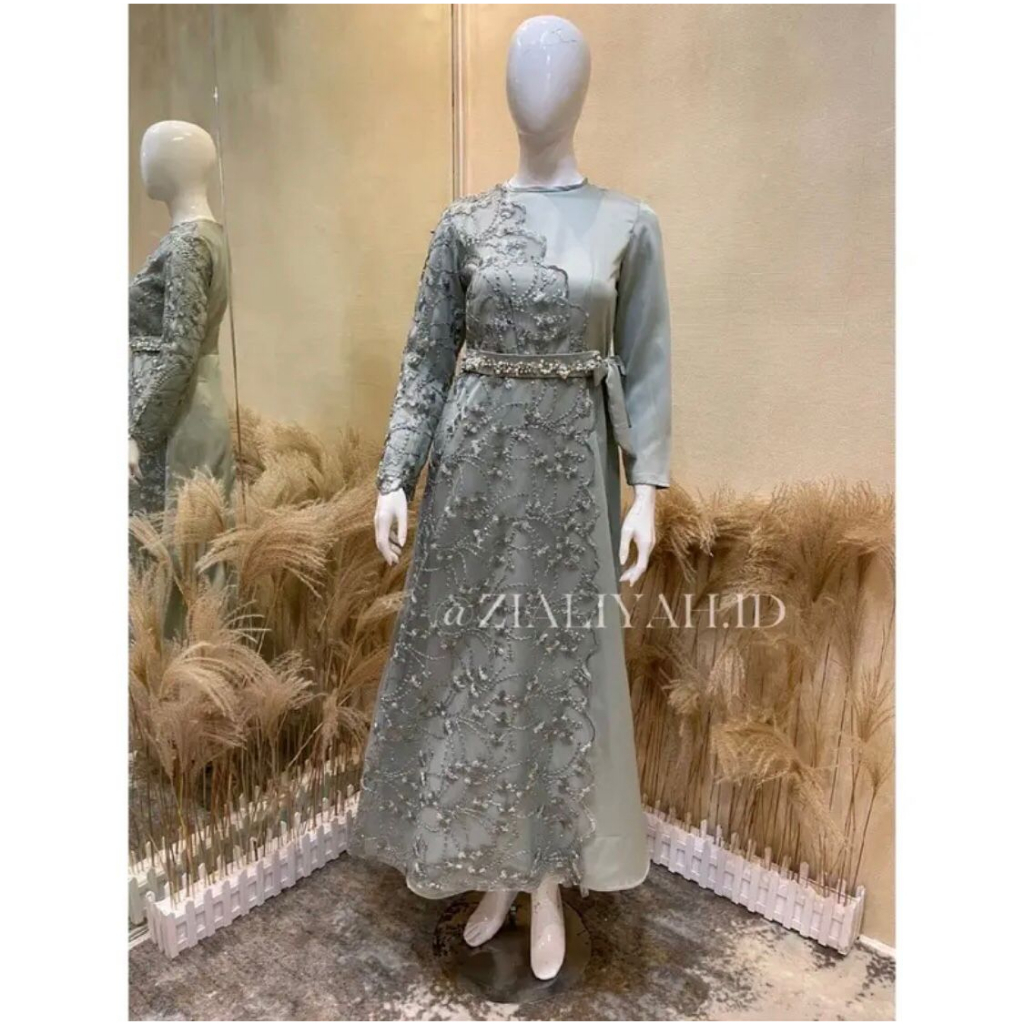 Qintan Dress + BELT Bahan Armani Silk  / Gamis Kondangan BAJU DEWASA MURAH TERBARU 2023 / Gaun pesta muslimah / Gamis pesta / Gaun kondangan wanita muslim