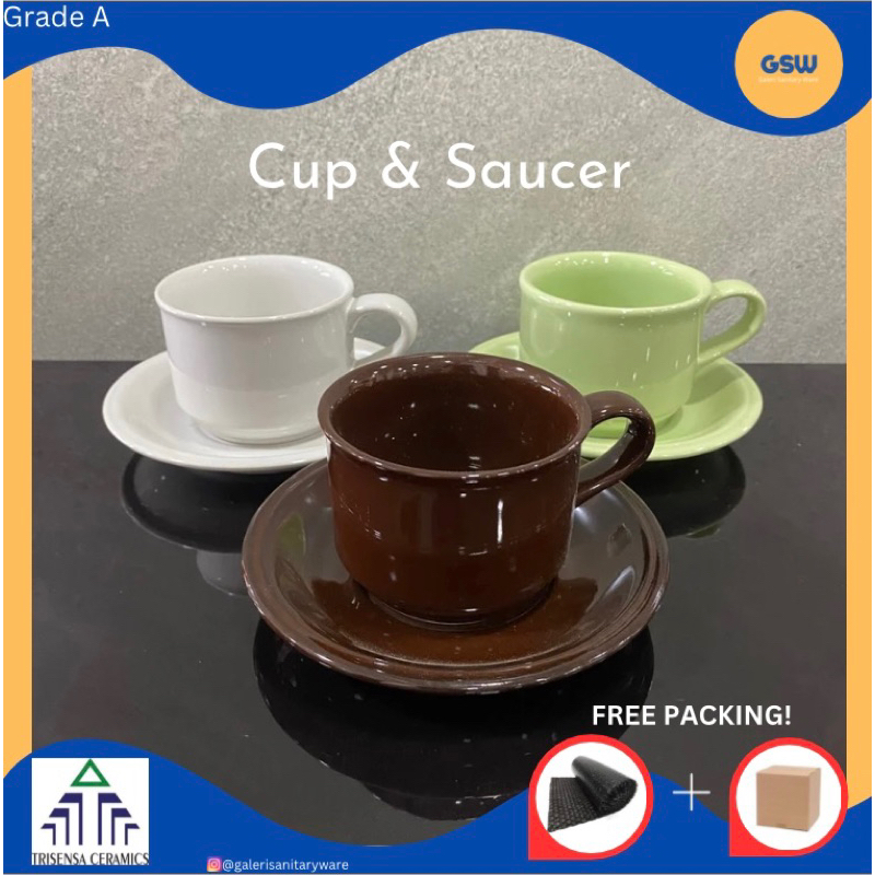 Cangkir 1set murah / Cangkir dan Saucer / Gelas Keramik / Tea Cup / Cangkir Teh